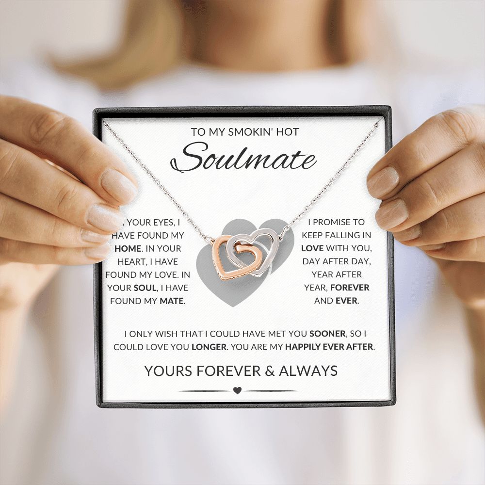 To My Smokin' Hot Soulmate | Interlocking Hearts Necklace (Yellow and White Variants)