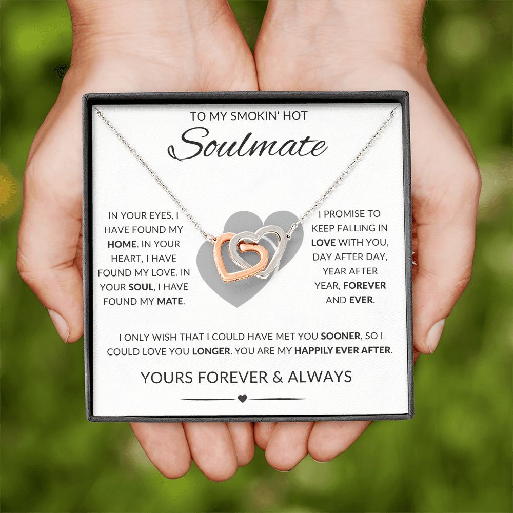 To My Smokin' Hot Soulmate | Interlocking Hearts Necklace (Yellow and White Variants)