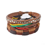 Leather Bracelet Men Multilayer Bead Bracelet Punk Wrap Bracelets for Women Vintage punk Men Jewelry