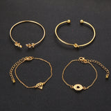 Tocona  T Fashion Bohemia Leaf Knot Hand Cuff Link Chain Charm Bracelet Bangle For Women Gold Bracelets Femme Jewelry 6115