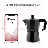 Stovetop Espresso Maker Espresso Cup Moka Pot Classic Cafe Maker Percolator Coffee Maker Italian Espresso for Gas or Electric Aluminum Black Gift package with 2 cups Amazon Platform Banned