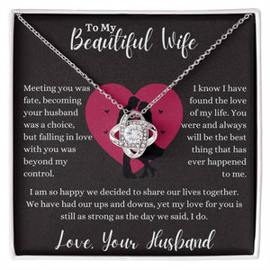 To My Beautiful Wife Love Knot Necklace