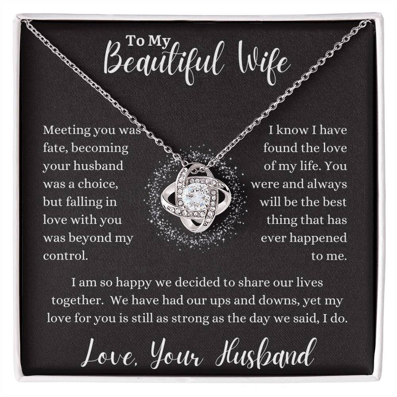 To My Beautiful Wife Love Knot Necklace
