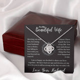 To My Beautiful Wife Love Knot Necklace