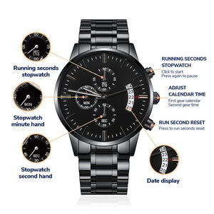 Customizable Engraved Black Chronograph Watch