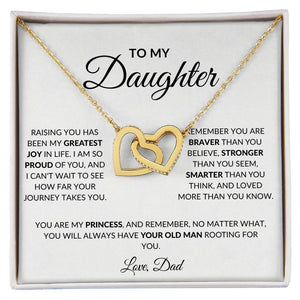 To My Daughter/Love, Dad | Interlocking Hearts Necklace