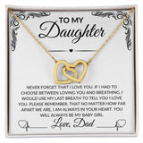 To My Daughter/Love, Dad | Interlocking Hearts Necklace