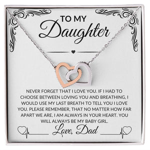 To My Daughter/Love, Dad | Interlocking Hearts Necklace