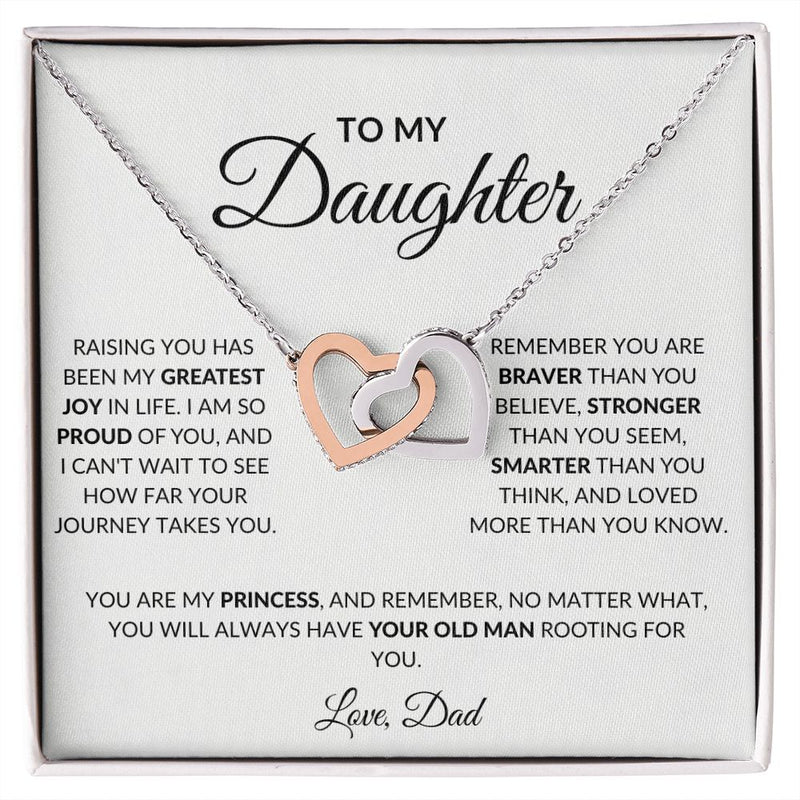 To My Daughter/Love, Dad | Interlocking Hearts Necklace